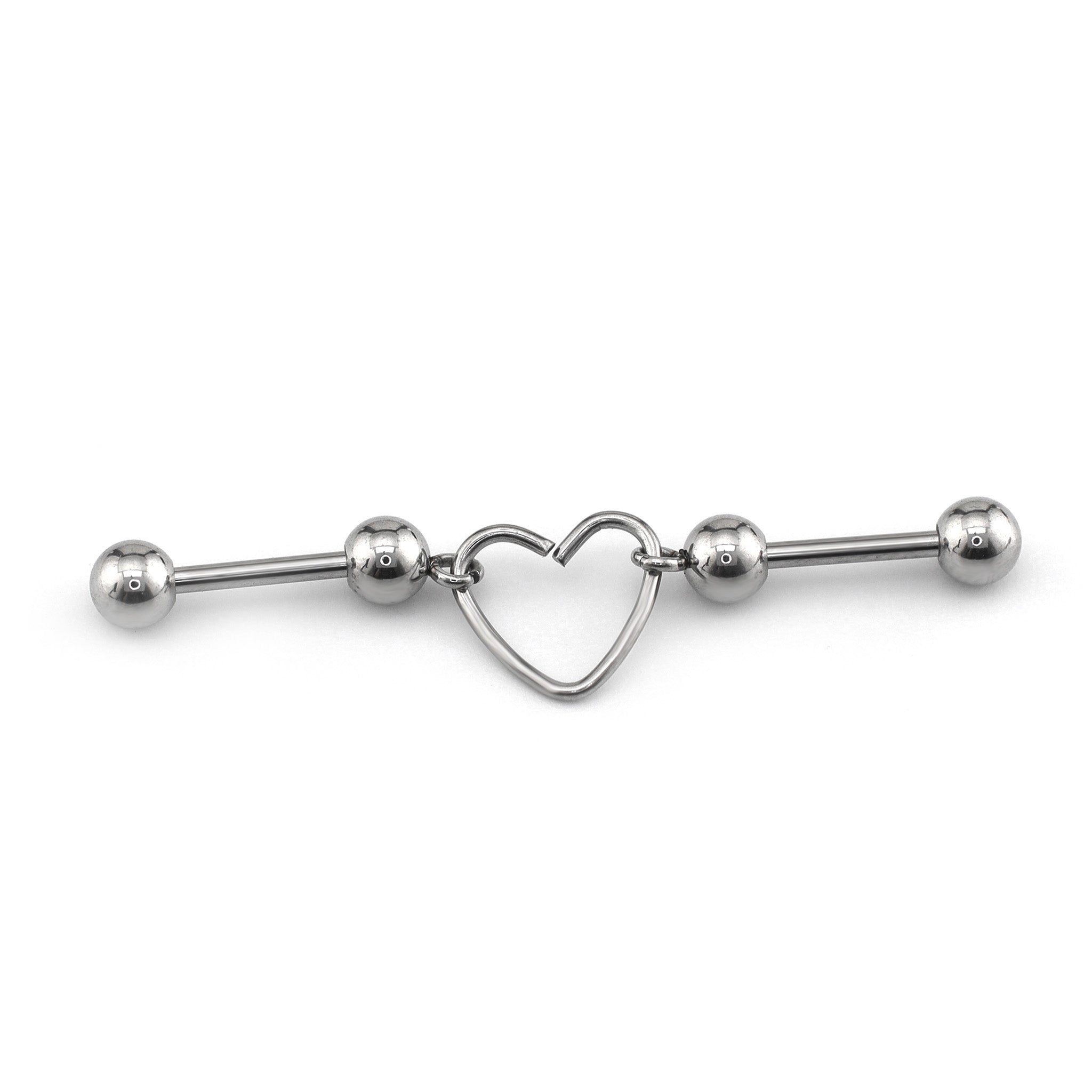 Heart Segment Stainless Steel Industrial Barbell - Heart Segment Stainless Steel Industrial Barbell - Sliver by CRUXJEWELRY