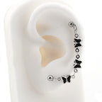 Black Oil Slick Gothic Butterfly Earring Set - Black Oil Slick Gothic Butterfly Earring Set - Butterfly Chain & Ear Stud by CRUXJEWELRY