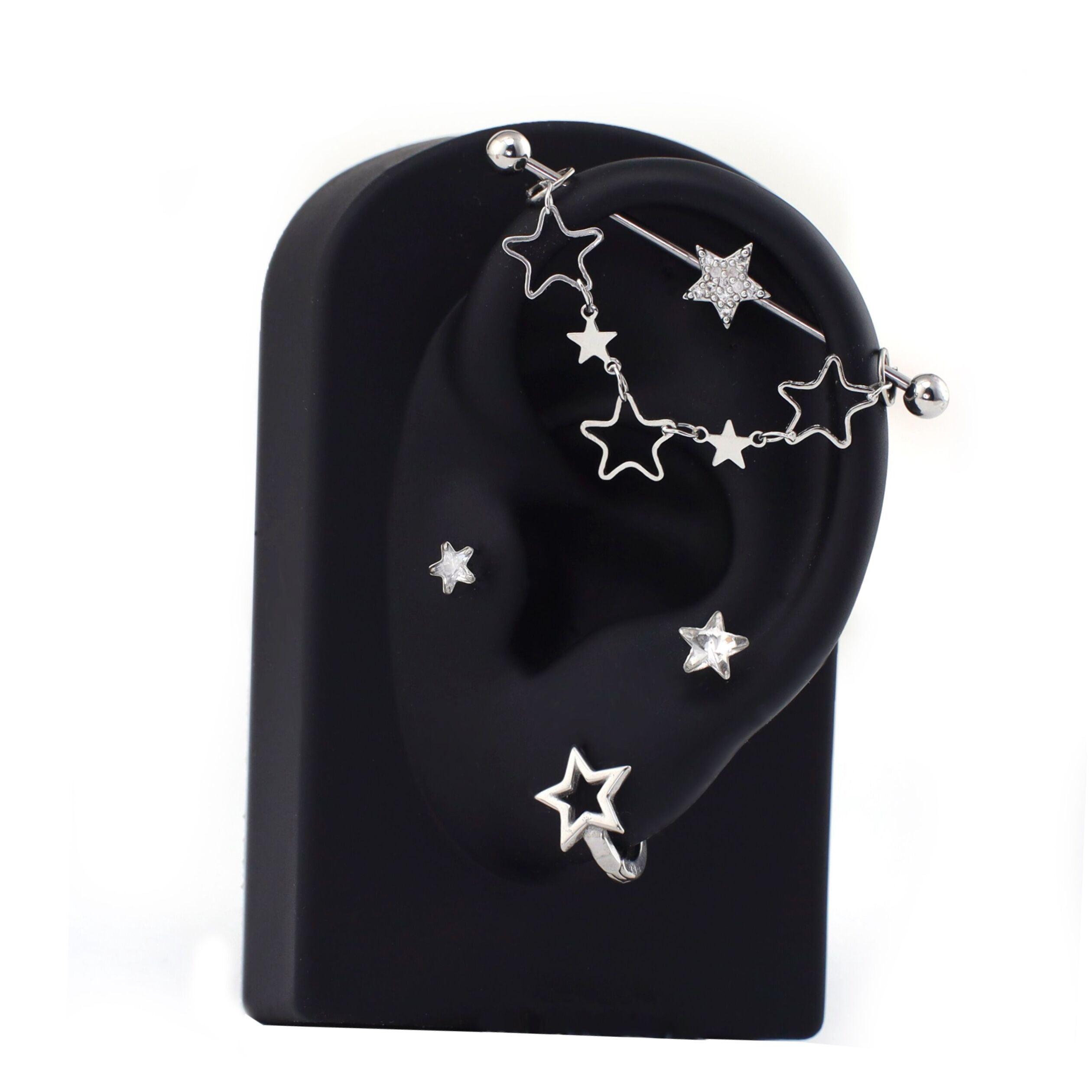 Openwork Pentagram Y2K Ear Chain - Openwork Pentagram Y2K Ear Chain - Pentagram Chain by CRUXJEWELRY