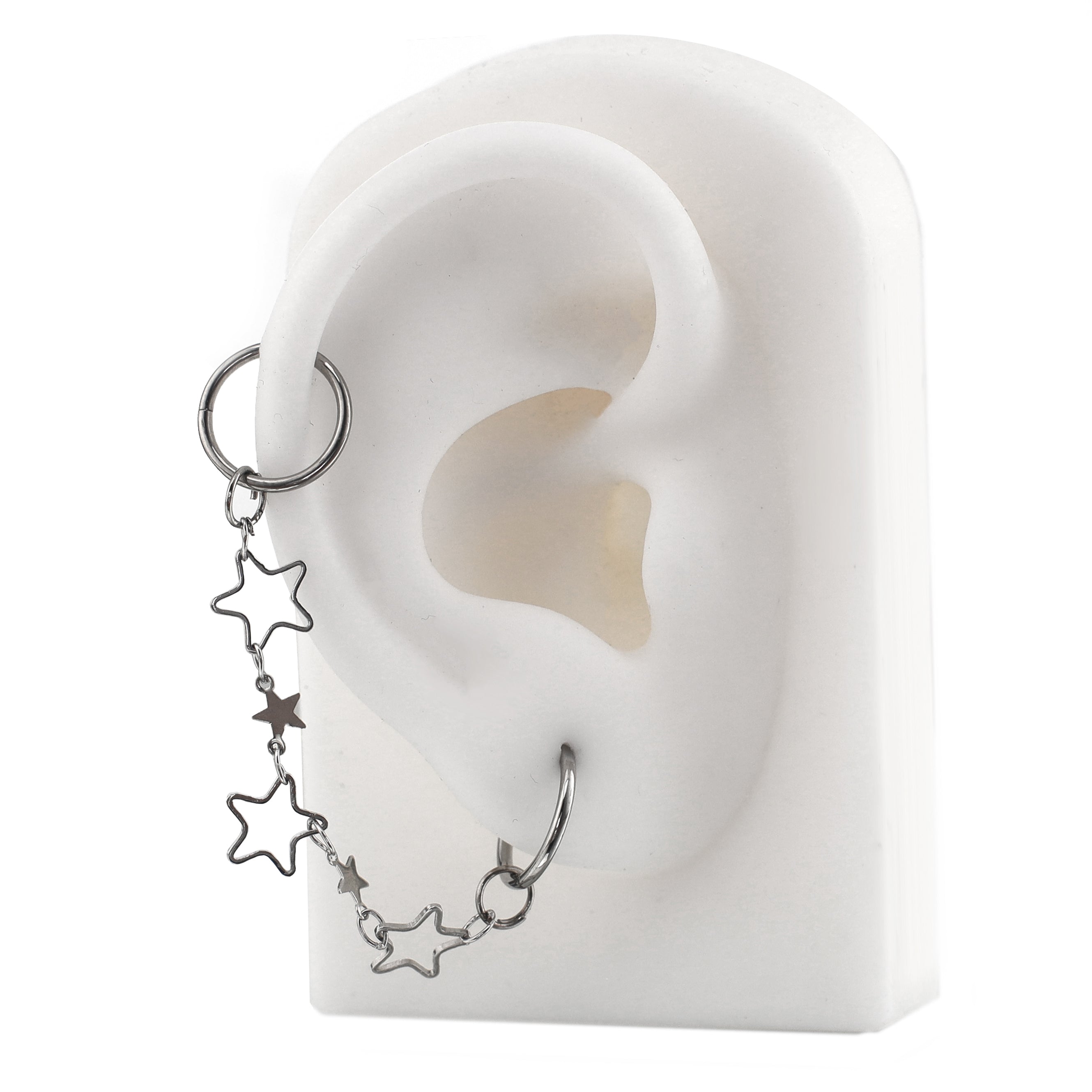 Openwork Pentagram Y2K Ear Chain - Openwork Pentagram Y2K Ear Chain - Pentagram Chain & Clicker by CRUXJEWELRY