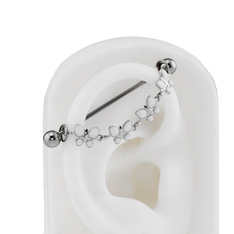 White CZ Butterfly Ear Chain