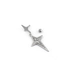 Double Layer Openwork Four-Point Star Dangle Stainless Steel Ear Studs - Double Layer Openwork Four-Point Star Dangle Stainless Steel Ear Studs - Single by CRUXJEWELRY