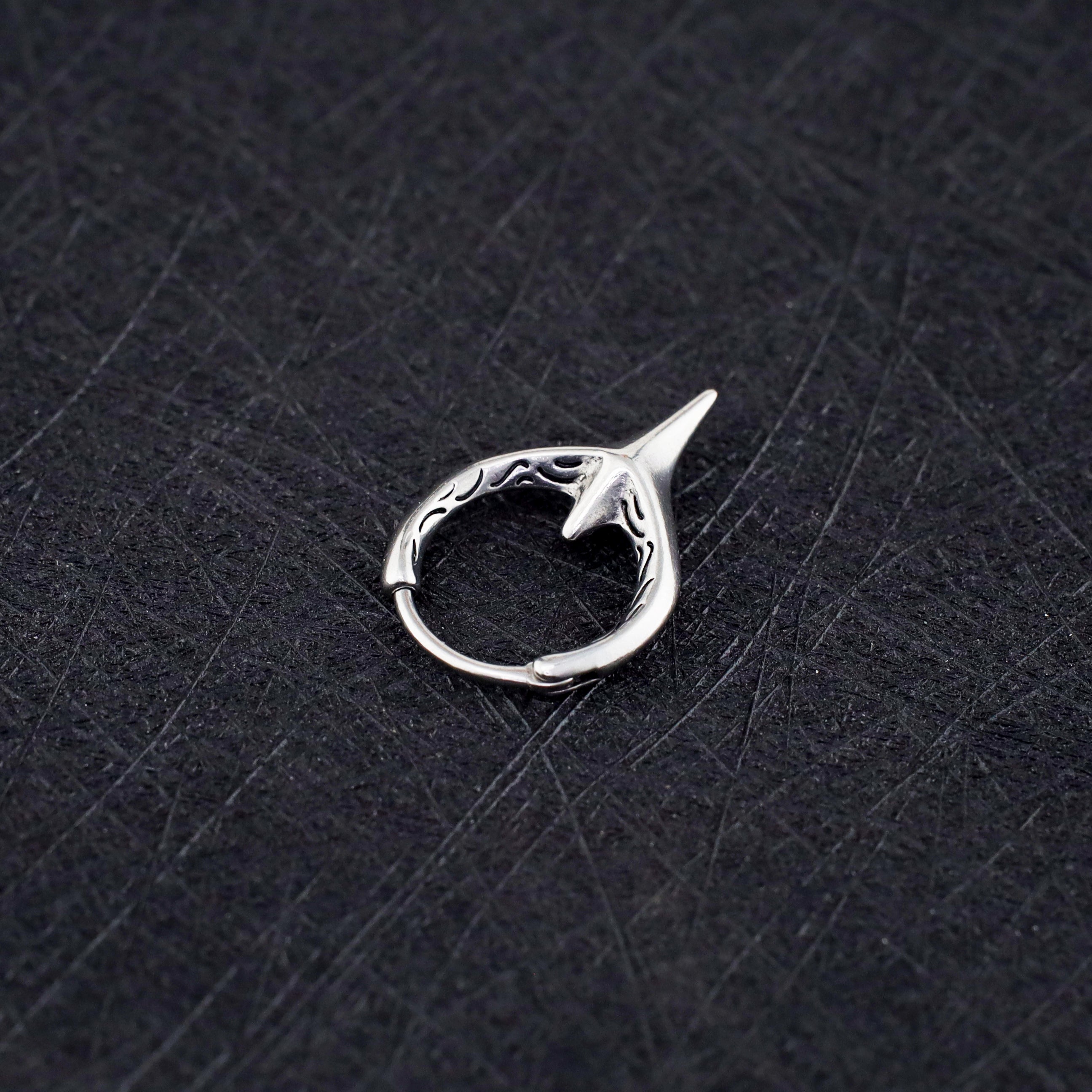 Engraved Punk Fangs Stainless Steel Earrings - Engraved Punk Fangs Stainless Steel Earrings - Single by CRUXJEWELRY