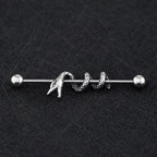 Sliver Coiled Serpent Stainless Steel Industrial Barbell - Sliver Coiled Serpent Stainless Steel Industrial Barbell - Default Title by CRUXJEWELRY