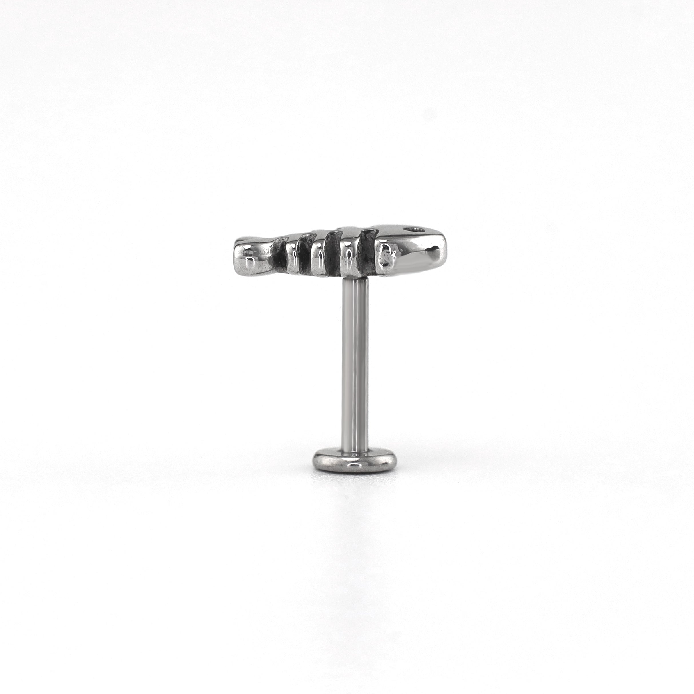 3D Fishbone Internally Threaded Titanium Ear Studs - product image 2