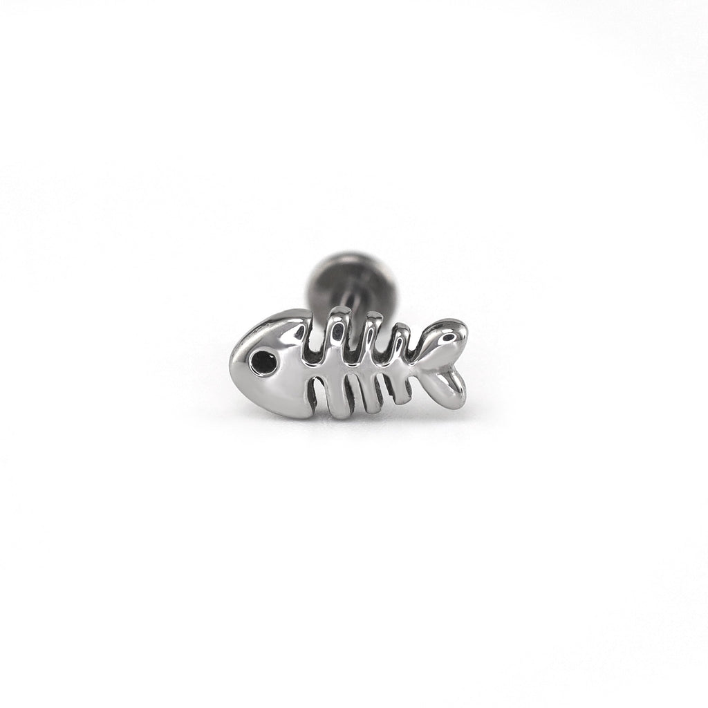 3D Fishbone Internally Threaded Titanium Ear Studs - product image 4