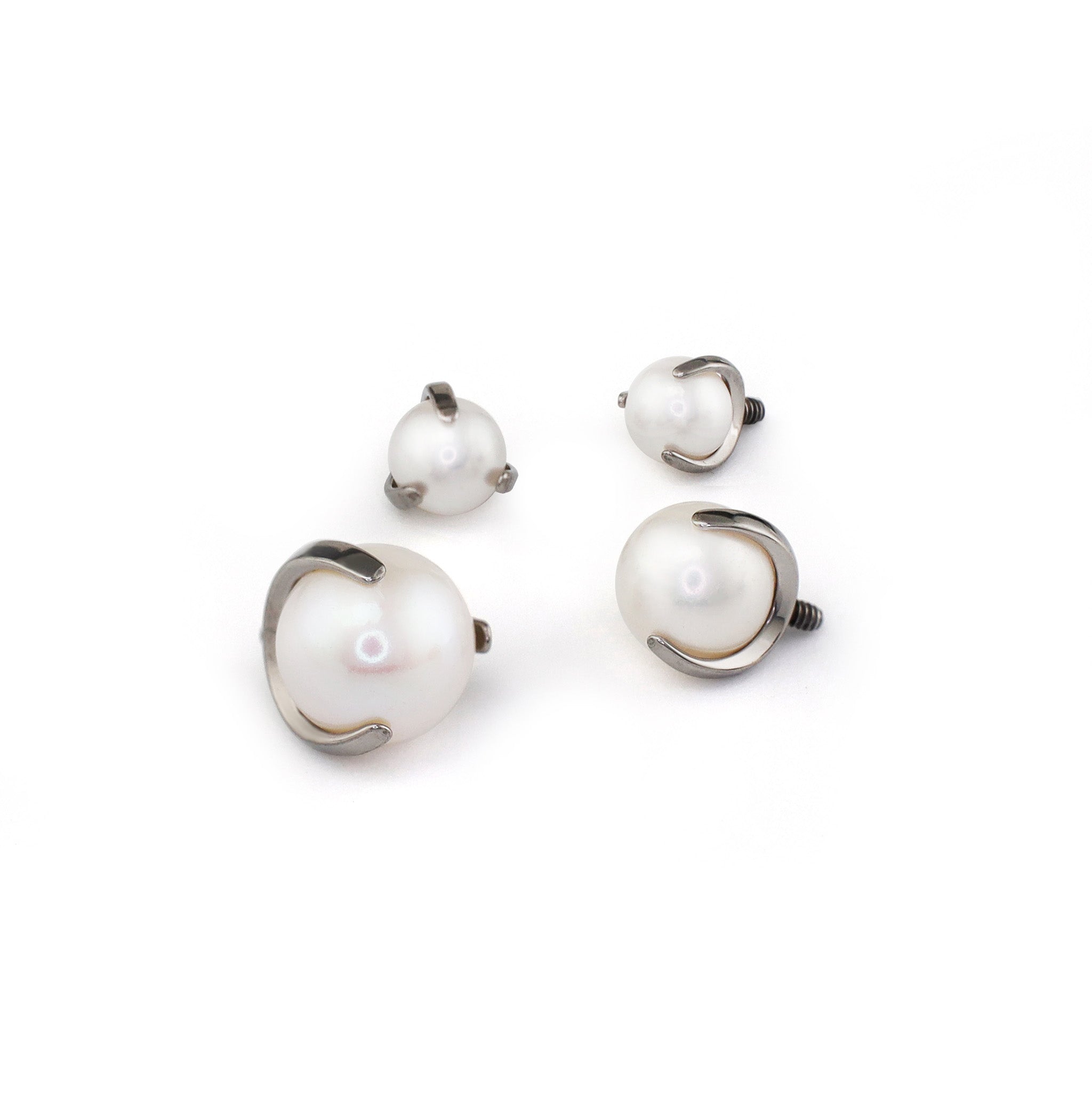 Basic Pearl Internally Threaded Titanium Ear Studs - Basic Pearl Internally Threaded Titanium Ear Studs - 4mm / 6mm by CRUXJEWELRY