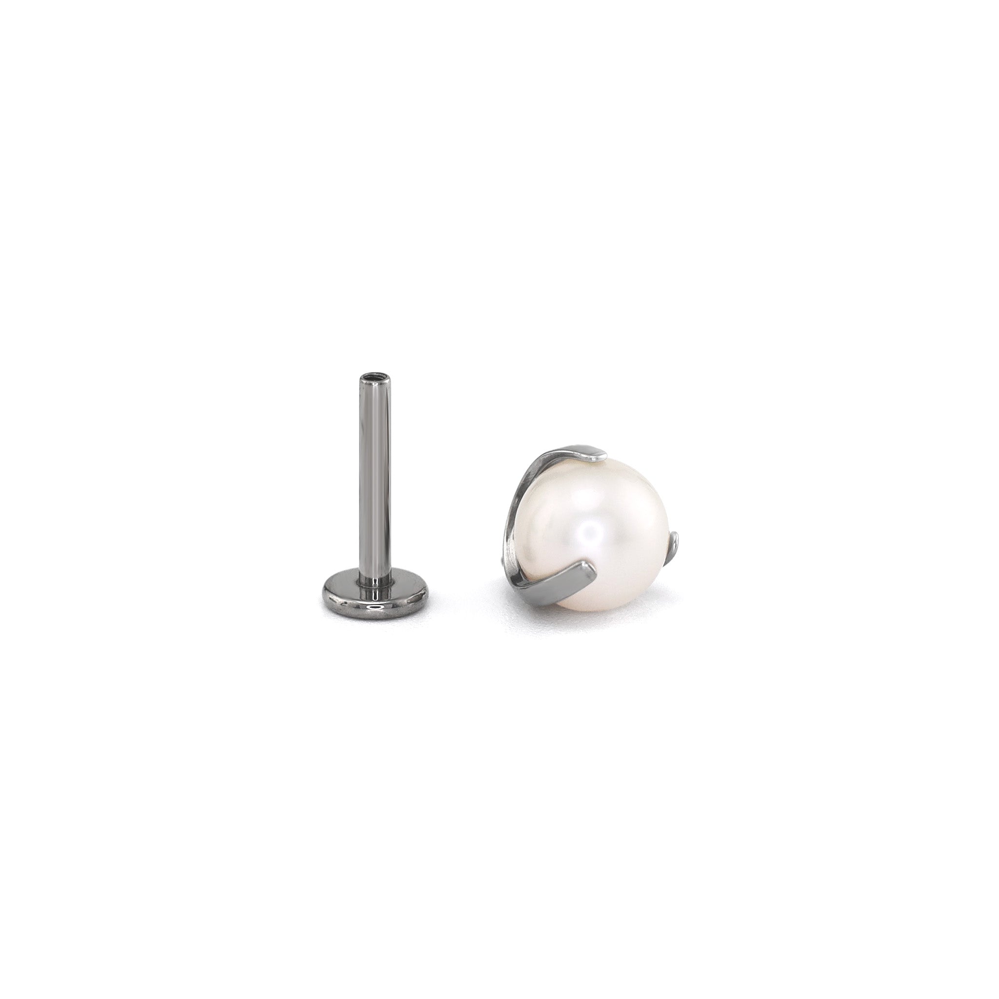 Basic Pearl Internally Threaded Titanium Ear Studs - Basic Pearl Internally Threaded Titanium Ear Studs - 4mm / 6mm by CRUXJEWELRY