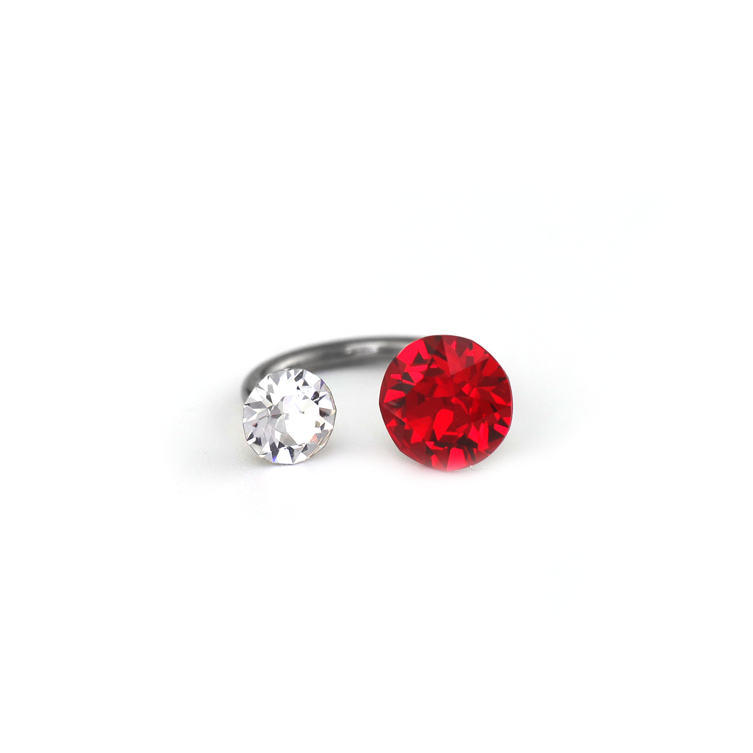 Asymmetric High-Shine CZ Titanium Horseshoe Ring - Asymmetric High-Shine CZ Titanium Horseshoe Ring - Red / 8mm by CRUXJEWELRY