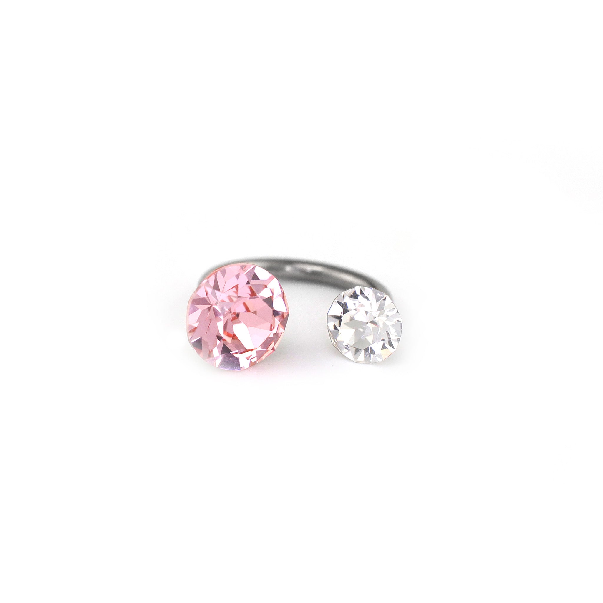 Asymmetric High-Shine CZ Titanium Horseshoe Ring - Asymmetric High-Shine CZ Titanium Horseshoe Ring - Pink / 8mm by CRUXJEWELRY