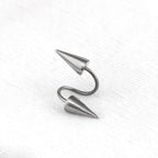 S-Shaped Spike Externally Threaded Stainless Steel Lip Ring - S-Shaped Spike Externally Threaded Stainless Steel Lip Ring - 8mm by CRUXJEWELRY