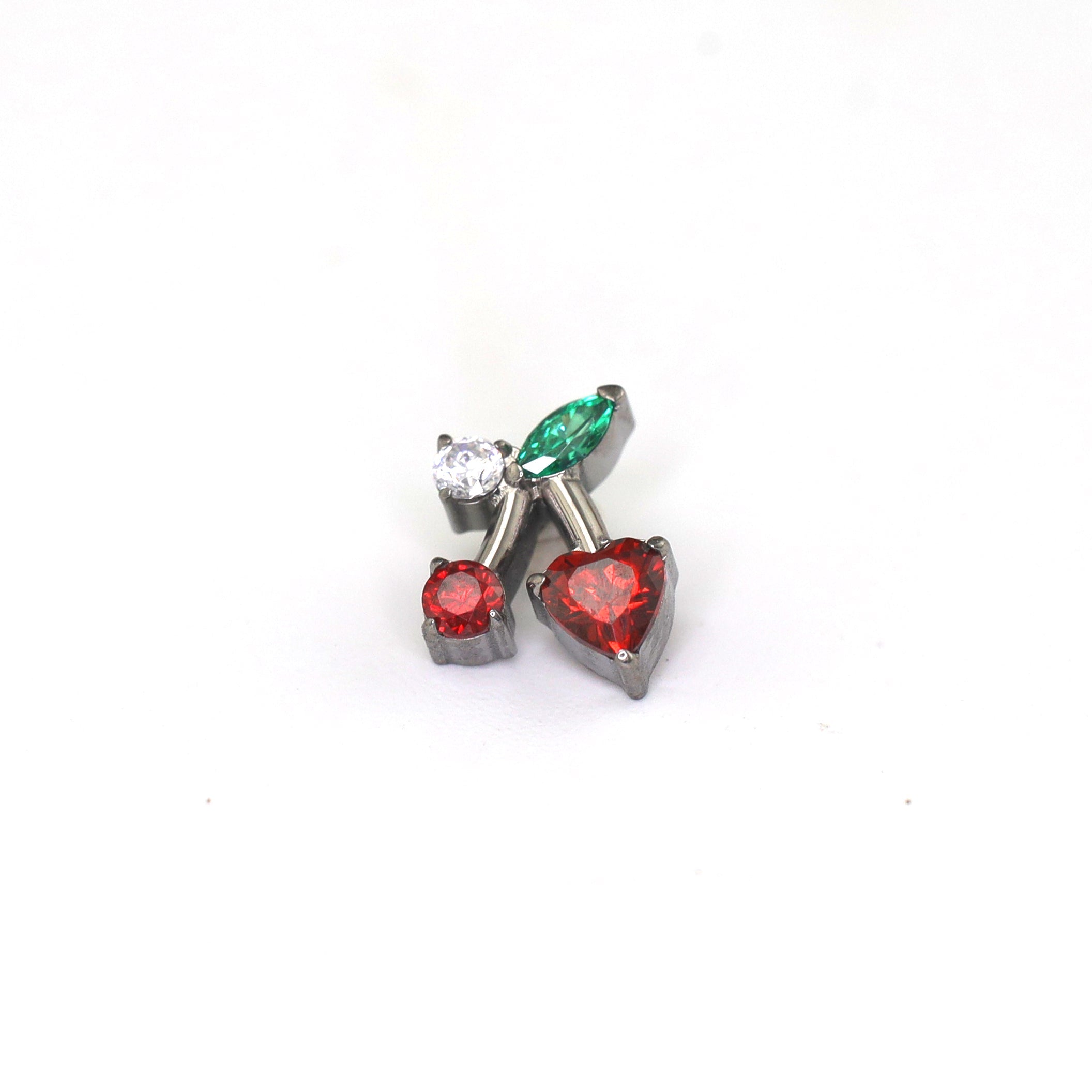 Heart CZ Cherry Titanium Ear Studs - Heart CZ Cherry Titanium Ear Studs - 6mm by CRUXJEWELRY