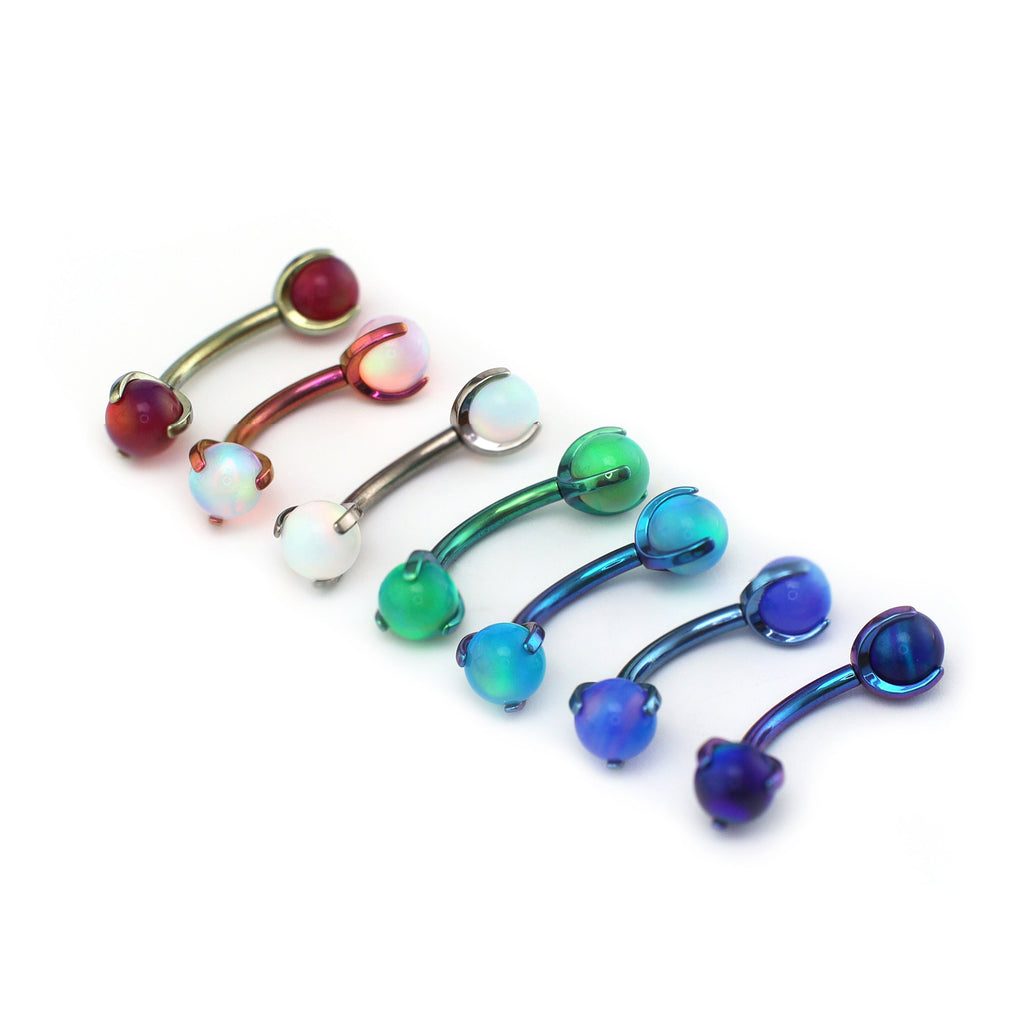 Colorful High-Saturation Nebula Opal Internally Threaded Titanium Rook Jewelry - Colorful High-Saturation Nebula Opal Internally Threaded Titanium Rook Jewelry - Red / 6mm by CRUXJEWELRY