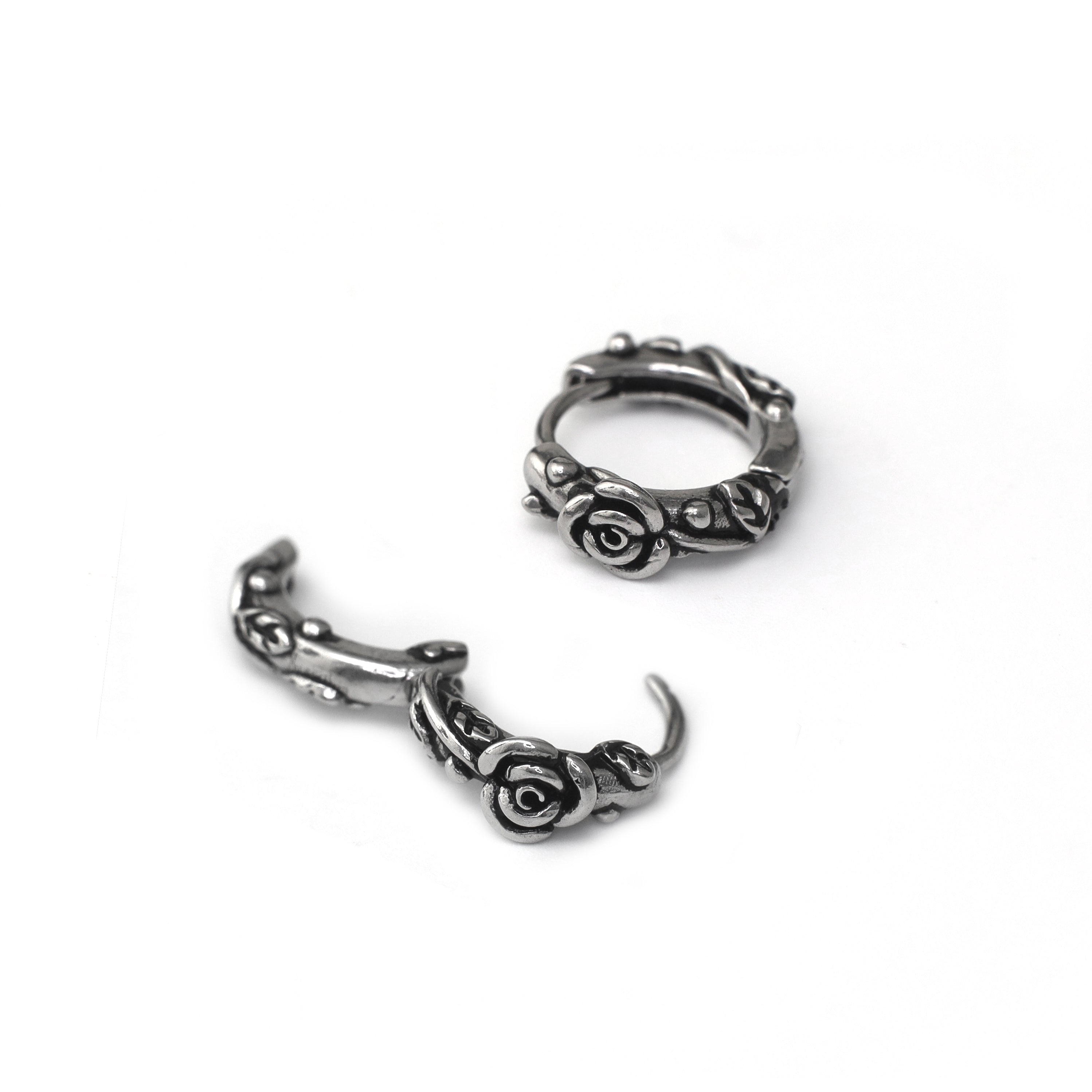 3D Rose Stainless Steel Earrings - 3D Rose Stainless Steel Earrings - Single by CRUXJEWELRY