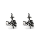 3D Dagger & Rose Stainless Steel Ear Studs - 3D Dagger & Rose Stainless Steel Ear Studs - Single by CRUXJEWELRY