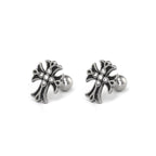 PAIR OF 16G CZ Chrome Hearts Style Cross Stainless Steel Ear Studs - PAIR OF 16G CZ Chrome Hearts Style Cross Stainless Steel Ear Studs - Pair of White by CRUXJEWELRY