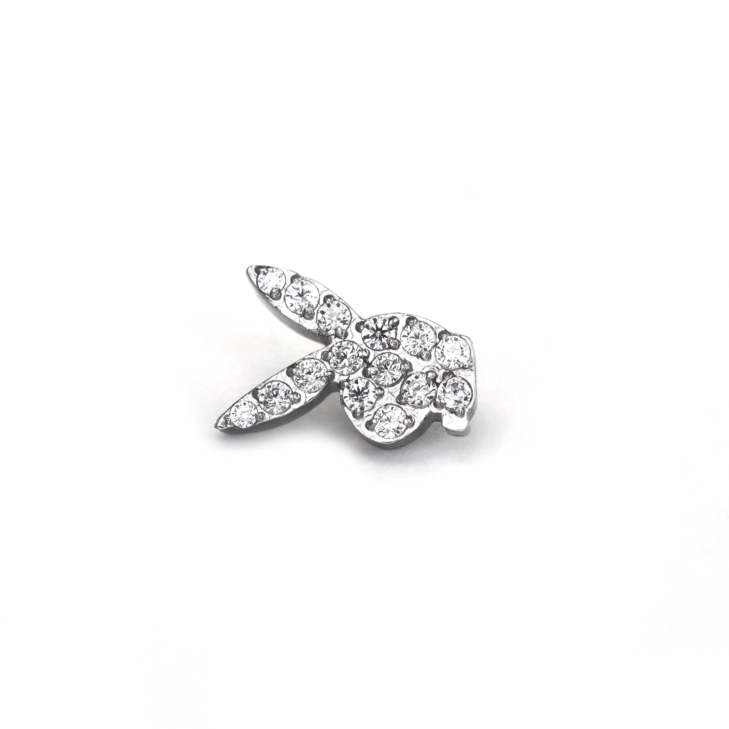 Full CZ Playboy Rabbit Internally Threaded Stainless Steel Ear Studs - Full CZ Playboy Rabbit Internally Threaded Stainless Steel Ear Studs - 6mm by CRUXJEWELRY