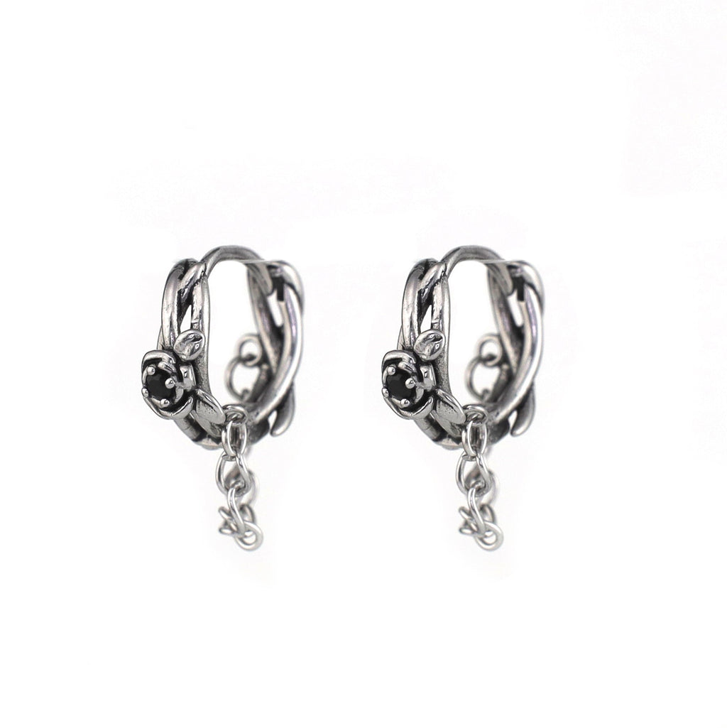 Rose Vine Drop Chain Stainless Steel Earrings - Rose Vine Drop Chain Stainless Steel Earrings - Set by CRUXJEWELRY