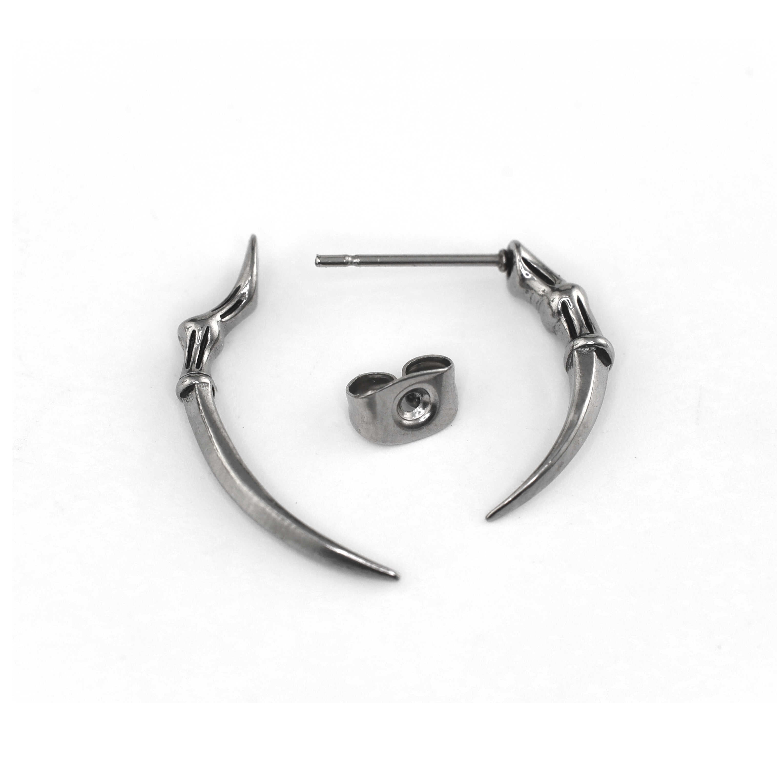20G Thin Needle Eagle Claw Stainless Steel Ear Studs - 20G Thin Needle Eagle Claw Stainless Steel Ear Studs - Single by CRUXJEWELRY