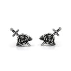 3D Dagger & Rose Stainless Steel Ear Studs - 3D Dagger & Rose Stainless Steel Ear Studs - Single by CRUXJEWELRY