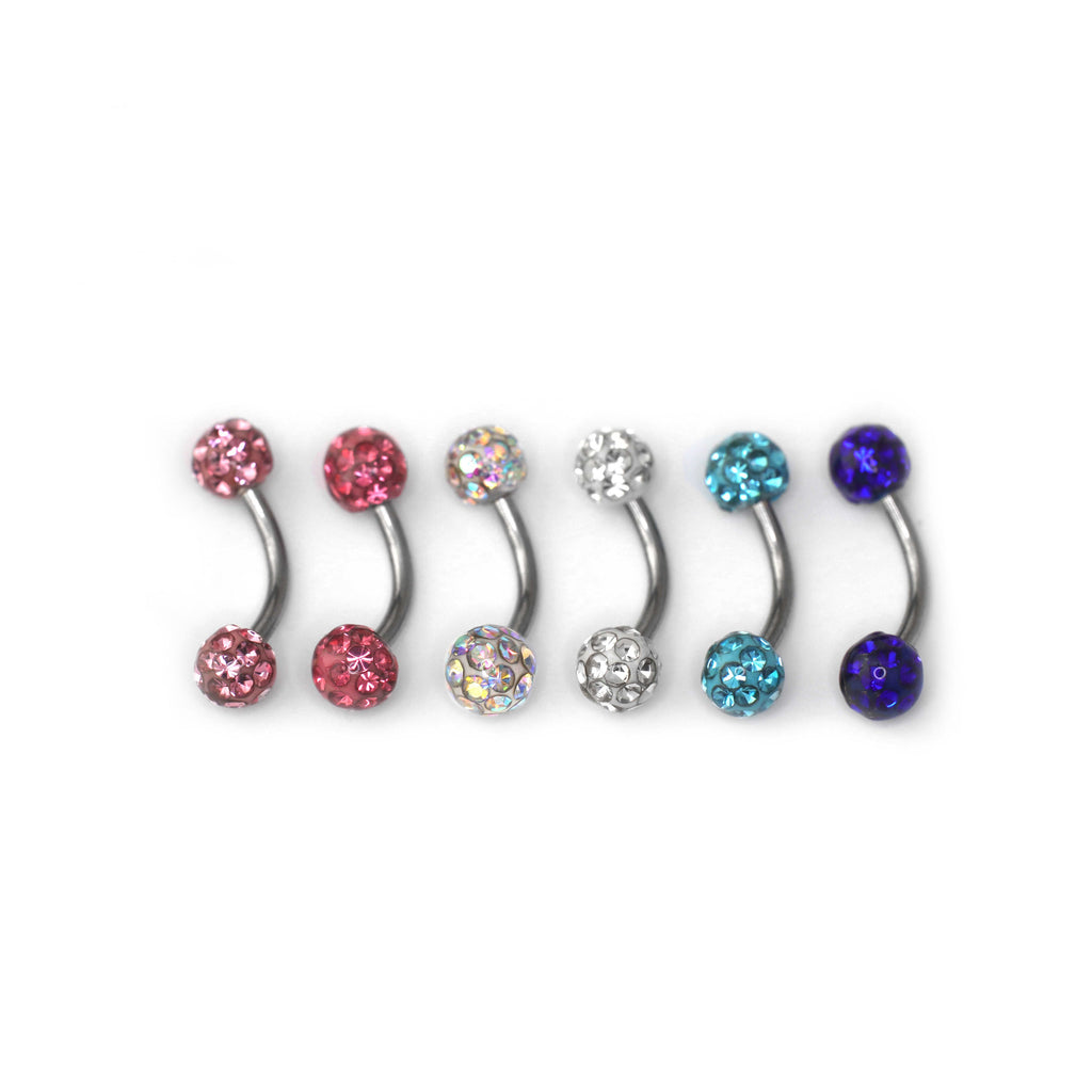 16G Full CZ Externally Threaded Stainless Steel Eyebrow Stud - 16G Full CZ Externally Threaded Stainless Steel Eyebrow Stud - Light Blue / 6mm by CRUXJEWELRY