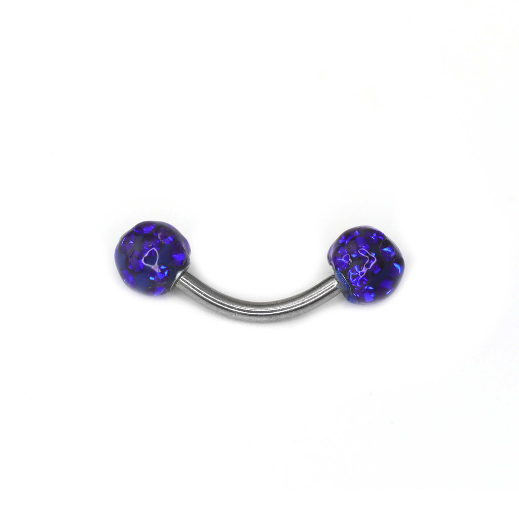 16G Full CZ Externally Threaded Stainless Steel Eyebrow Stud - 16G Full CZ Externally Threaded Stainless Steel Eyebrow Stud - Sapphire Blue / 6mm by CRUXJEWELRY