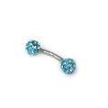 16G Full CZ Externally Threaded Stainless Steel Eyebrow Stud - 16G Full CZ Externally Threaded Stainless Steel Eyebrow Stud - Light Blue / 6mm by CRUXJEWELRY