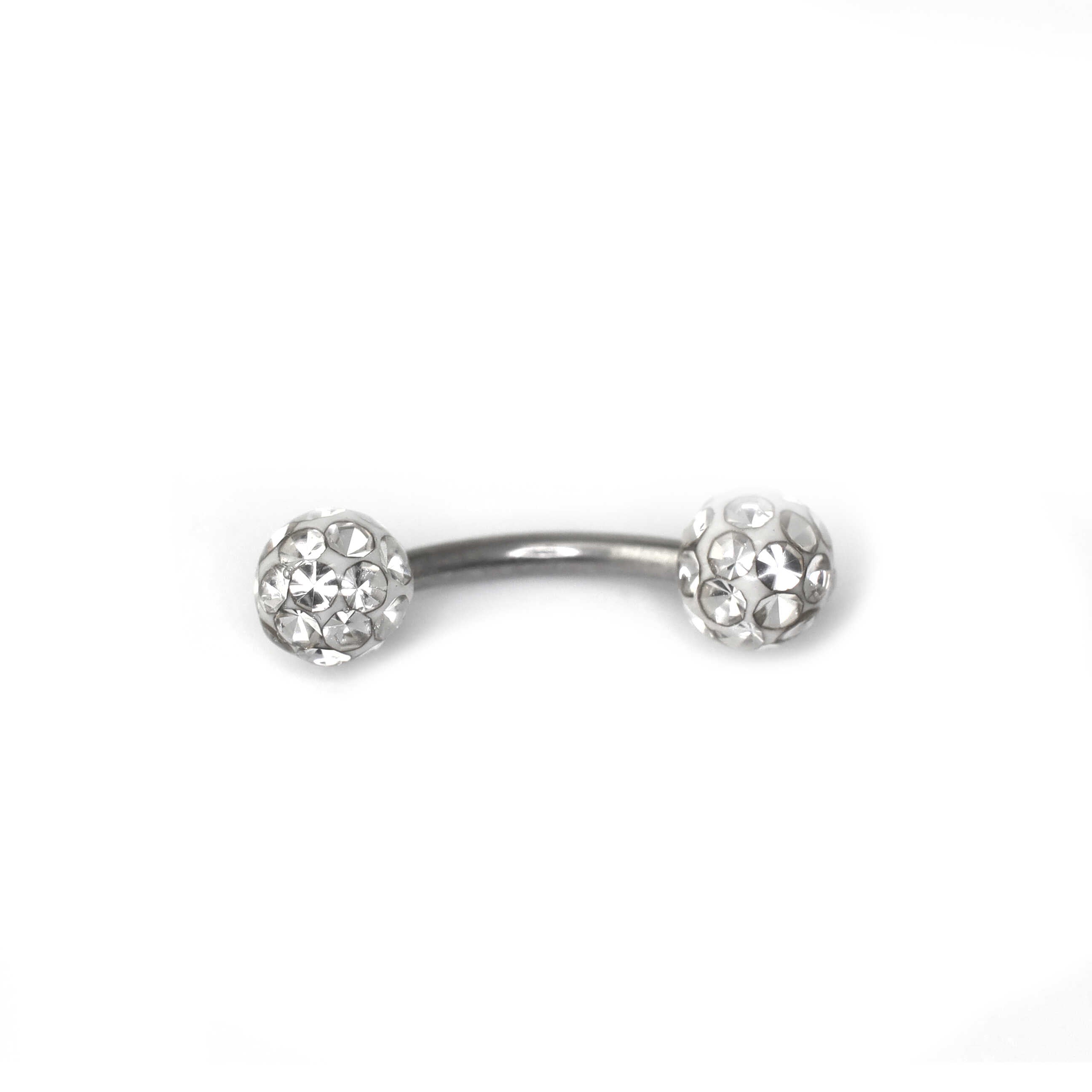 16G Full CZ Externally Threaded Stainless Steel Eyebrow Stud - 16G Full CZ Externally Threaded Stainless Steel Eyebrow Stud - White / 6mm by CRUXJEWELRY