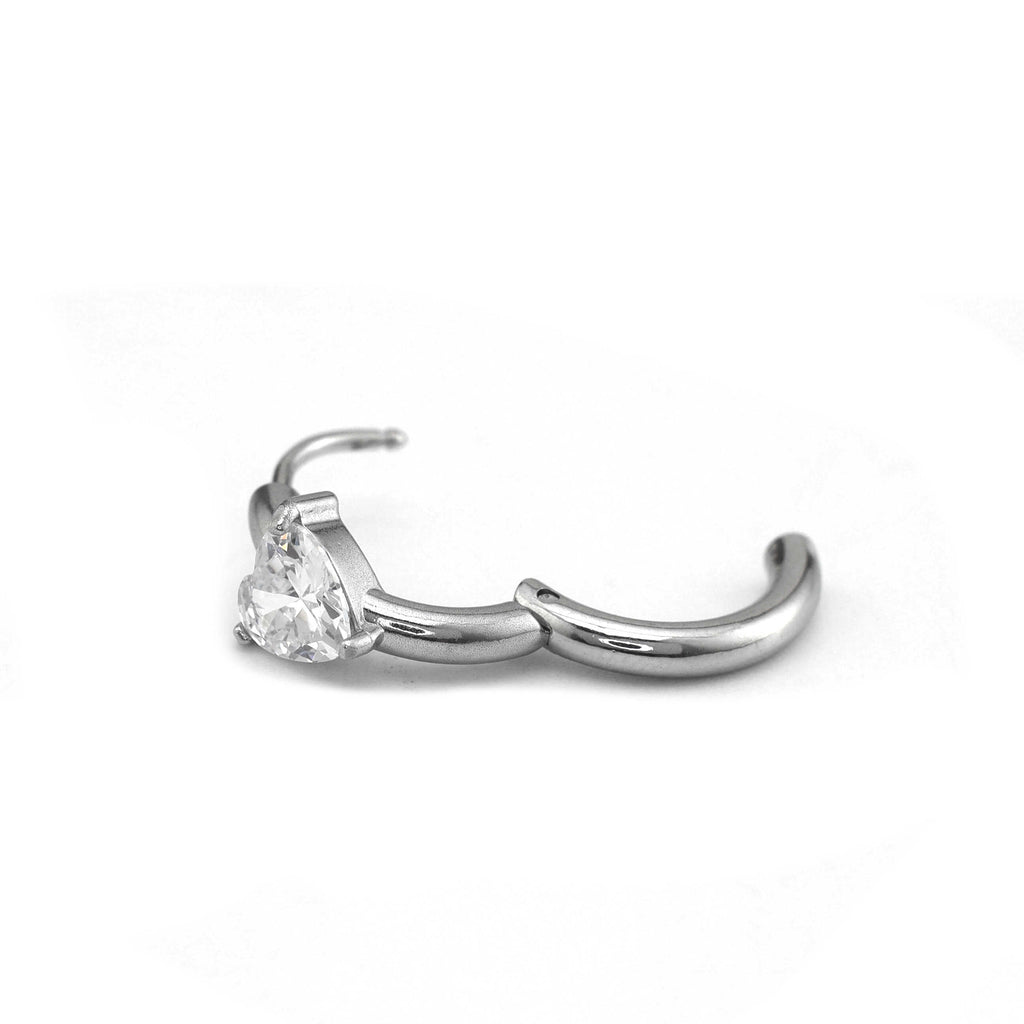 Large Heart CZ Stainless Steel Earrings - Large Heart CZ Stainless Steel Earrings - Single by CRUXJEWELRY