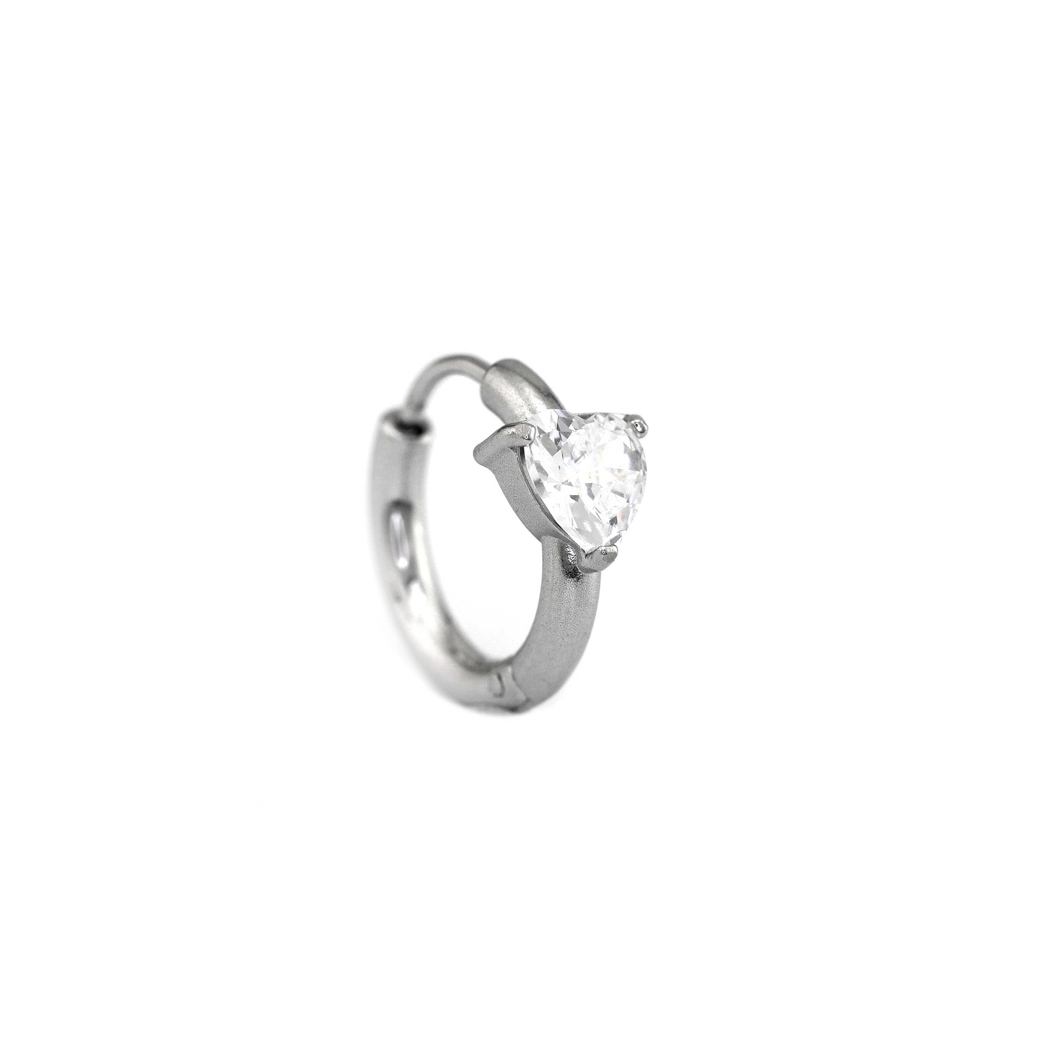 Large Heart CZ Stainless Steel Earrings - Large Heart CZ Stainless Steel Earrings - Single by CRUXJEWELRY