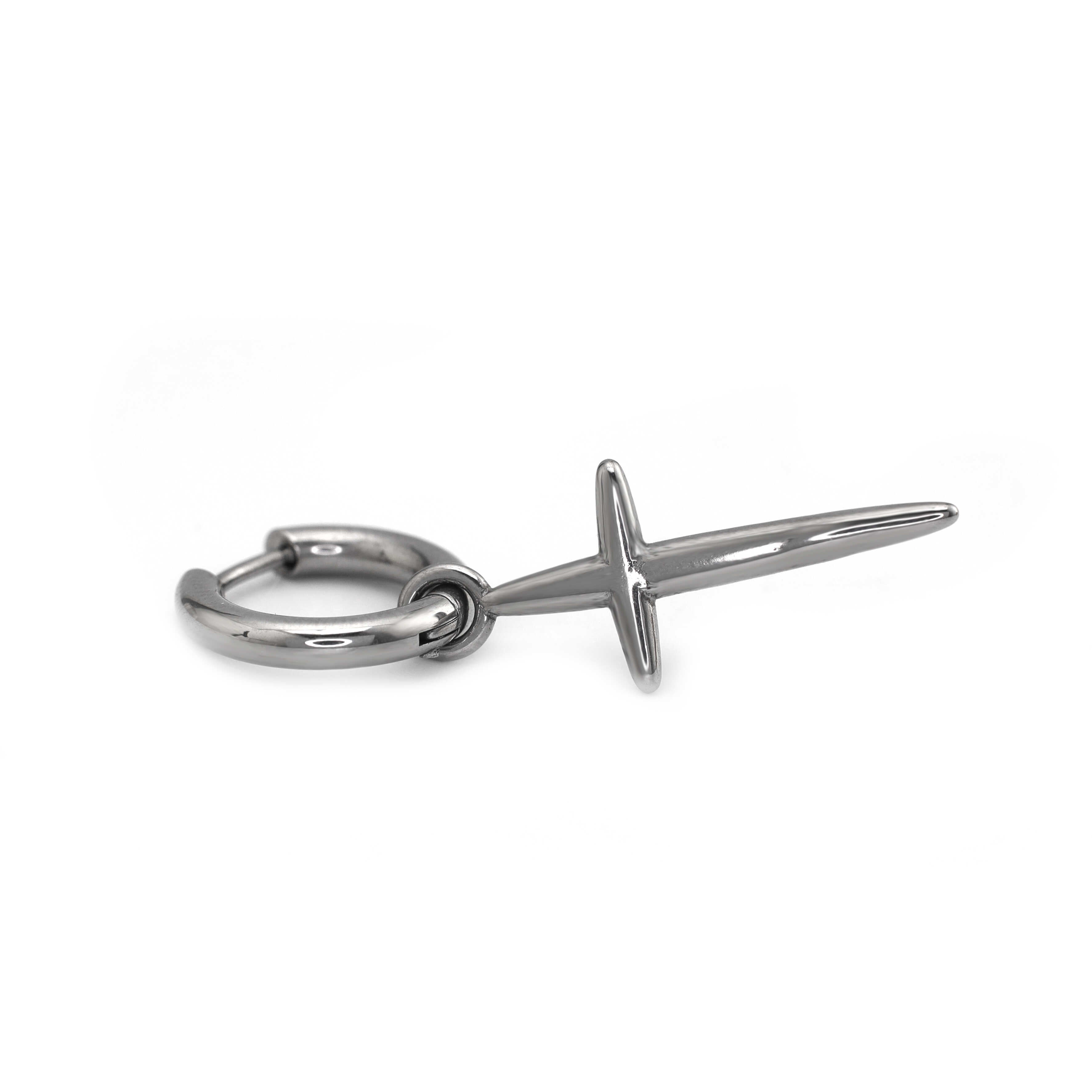 Minimalist 3D Large Cross Stainless Steel Earrings - Minimalist 3D Large Cross Stainless Steel Earrings - Single by CRUXJEWELRY