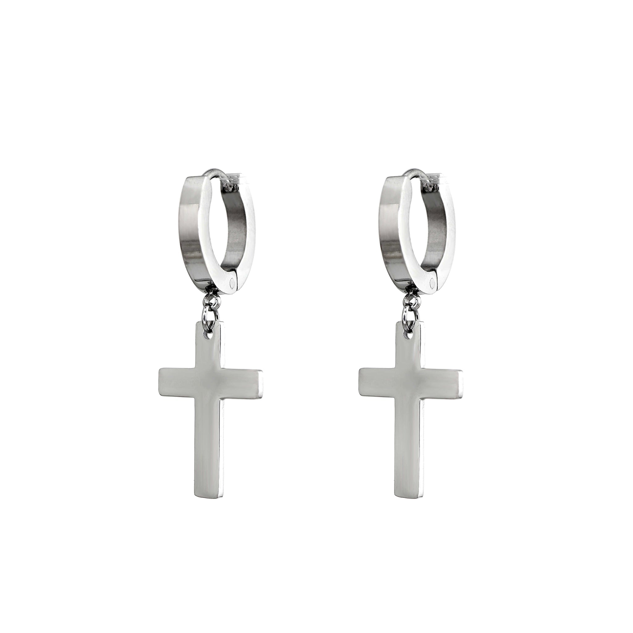 Mirror-Finish Cross Stainless Steel Earrings - Mirror-Finish Cross Stainless Steel Earrings - Set by CRUXJEWELRY