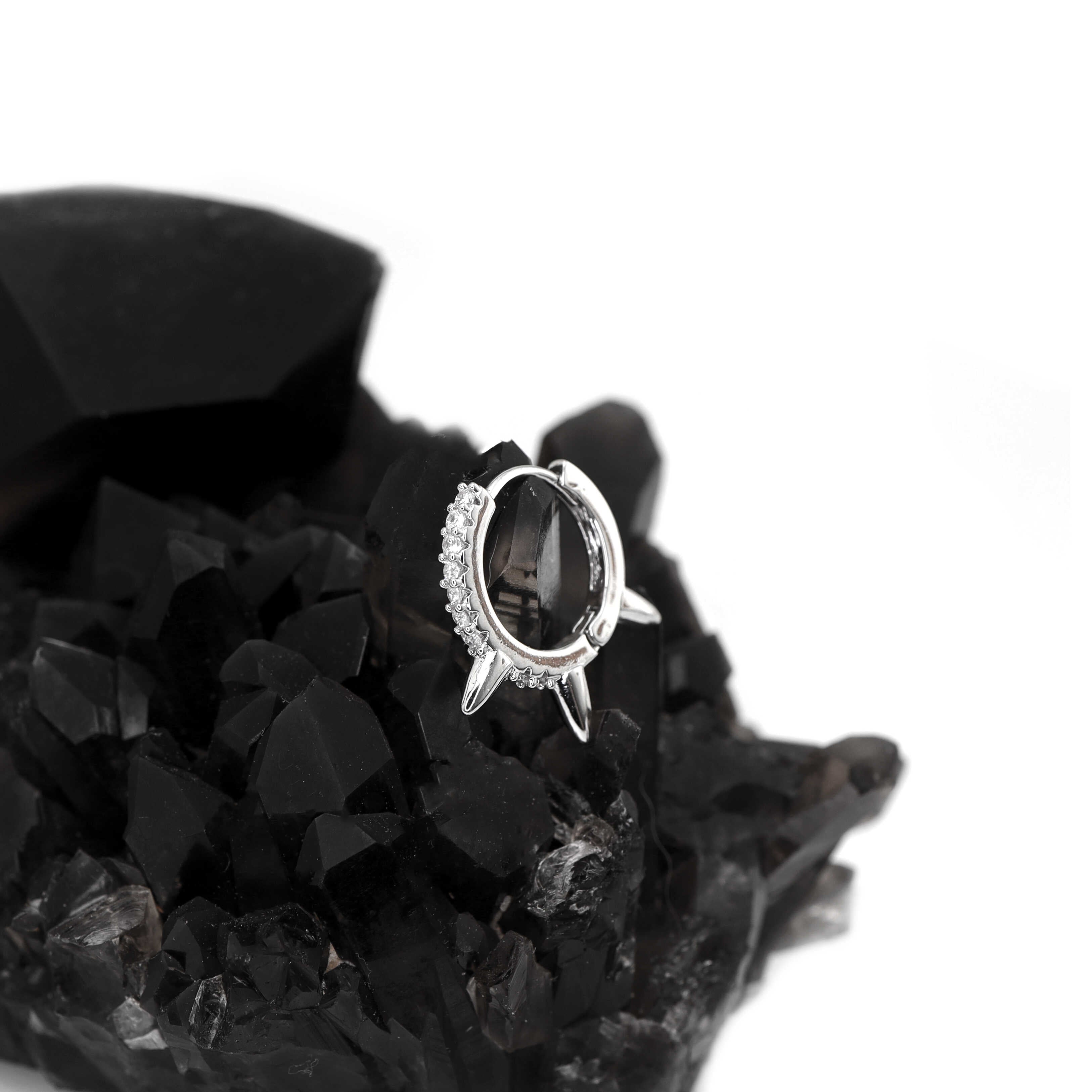 Side-Set CZ Spike Stainless Steel Earrings - Side-Set CZ Spike Stainless Steel Earrings - Single by CRUXJEWELRY