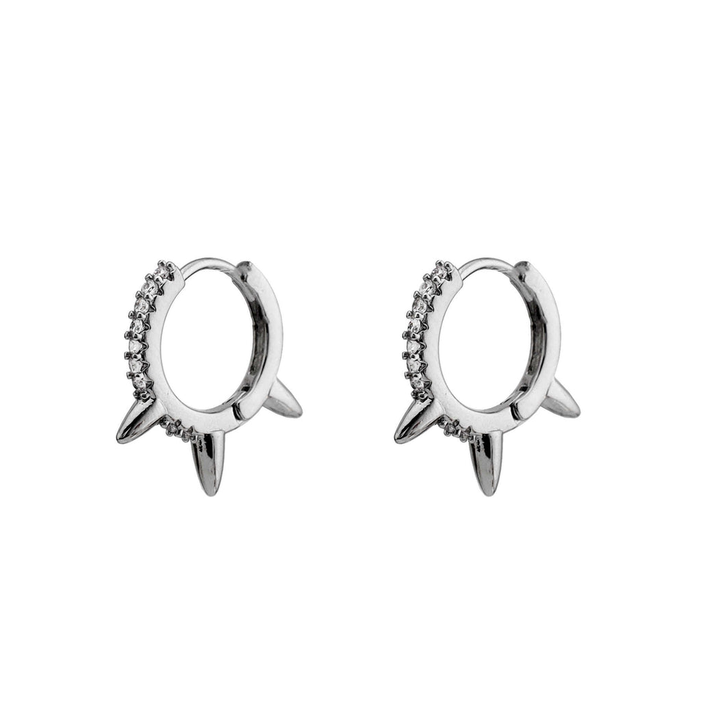 Side-Set CZ Spike Stainless Steel Earrings - Side-Set CZ Spike Stainless Steel Earrings - Set by CRUXJEWELRY