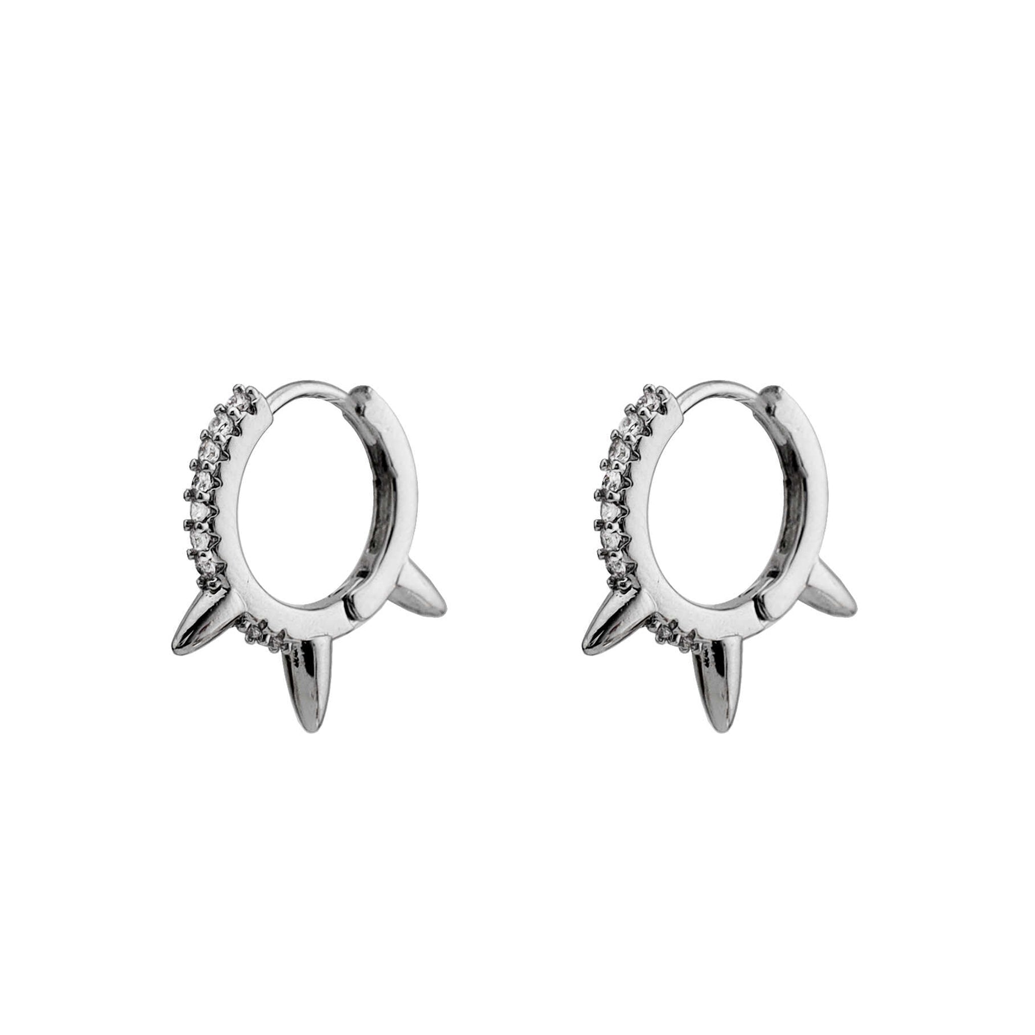 Side-Set CZ Spike Stainless Steel Earrings - Side-Set CZ Spike Stainless Steel Earrings - Set by CRUXJEWELRY