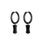 Eastern Aesthetics - Bamboo Joint Jade Dangle Earrings - Eastern Aesthetics - Bamboo Joint Jade Dangle Earrings - Pair of Black by CRUXJEWELRY