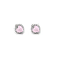 PAIR OF Pink Heart CZ Micro-Pave Thin Gauge Ear Studs - PAIR OF Pink Heart CZ Micro-Pave Thin Gauge Ear Studs - 6mm by CRUXJEWELRY