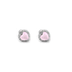 PAIR OF Pink Heart CZ Micro-Pave Thin Gauge Ear Studs - PAIR OF Pink Heart CZ Micro-Pave Thin Gauge Ear Studs - 6mm by CRUXJEWELRY