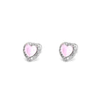 PAIR OF Pink Heart CZ Micro-Pave Thin Gauge Ear Studs - PAIR OF Pink Heart CZ Micro-Pave Thin Gauge Ear Studs - 6mm by CRUXJEWELRY