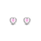 PAIR OF Pink Heart CZ Micro-Pave Thin Gauge Ear Studs - PAIR OF Pink Heart CZ Micro-Pave Thin Gauge Ear Studs - 6mm by CRUXJEWELRY