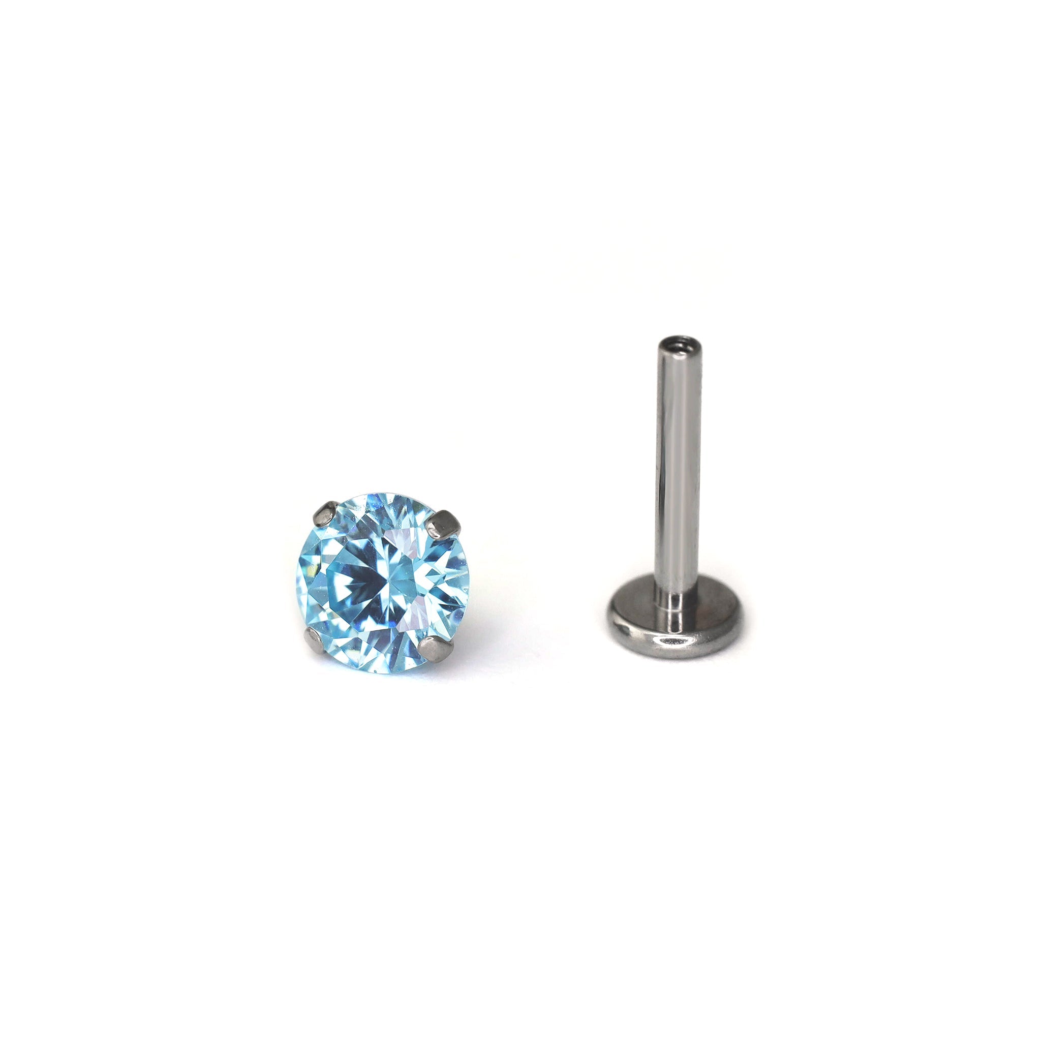 Blue CZ Internally Threaded Titanium Studs - Blue CZ Internally Threaded Titanium Studs - ocean-blue / 3mm by CRUXJEWELRY