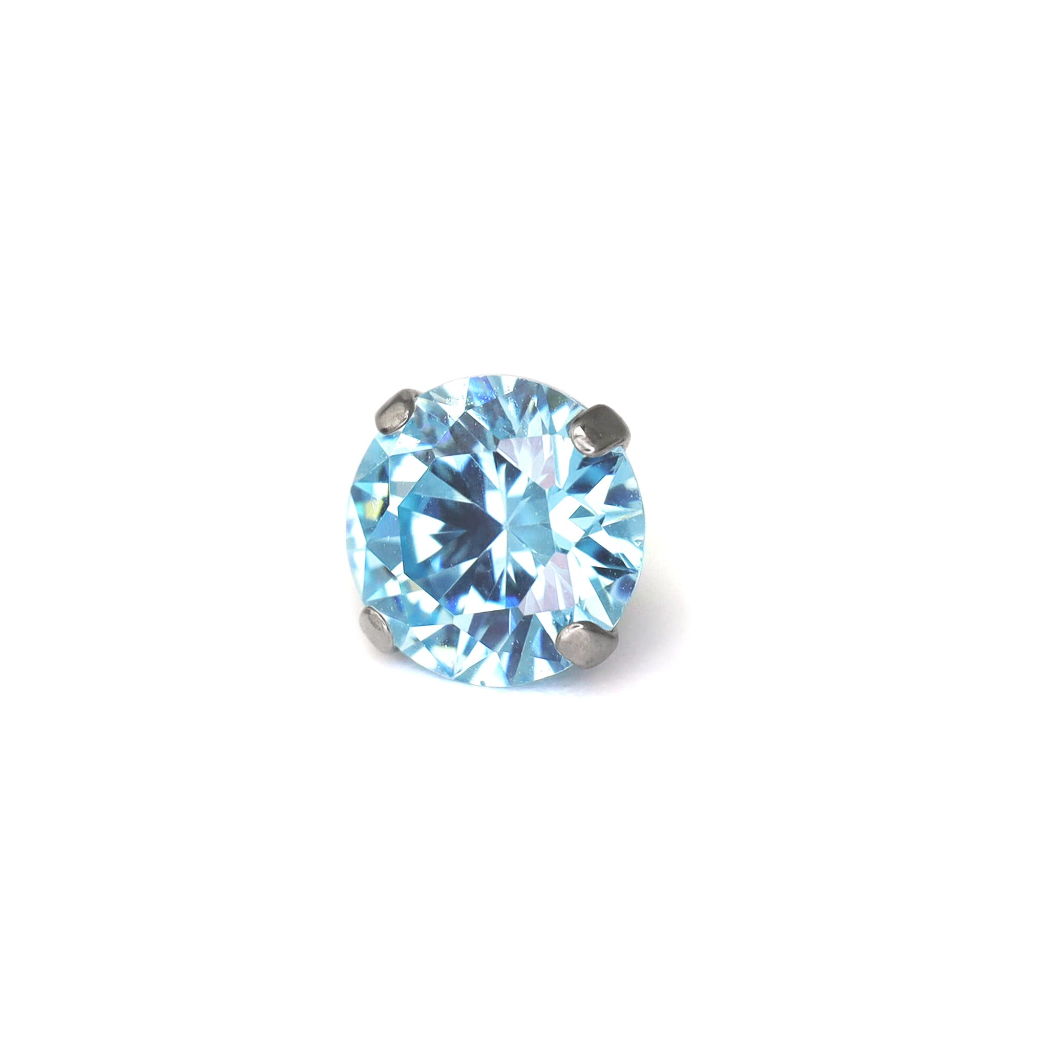 Blue CZ Internally Threaded Titanium Studs - Blue CZ Internally Threaded Titanium Studs - ocean-blue / 3mm by CRUXJEWELRY