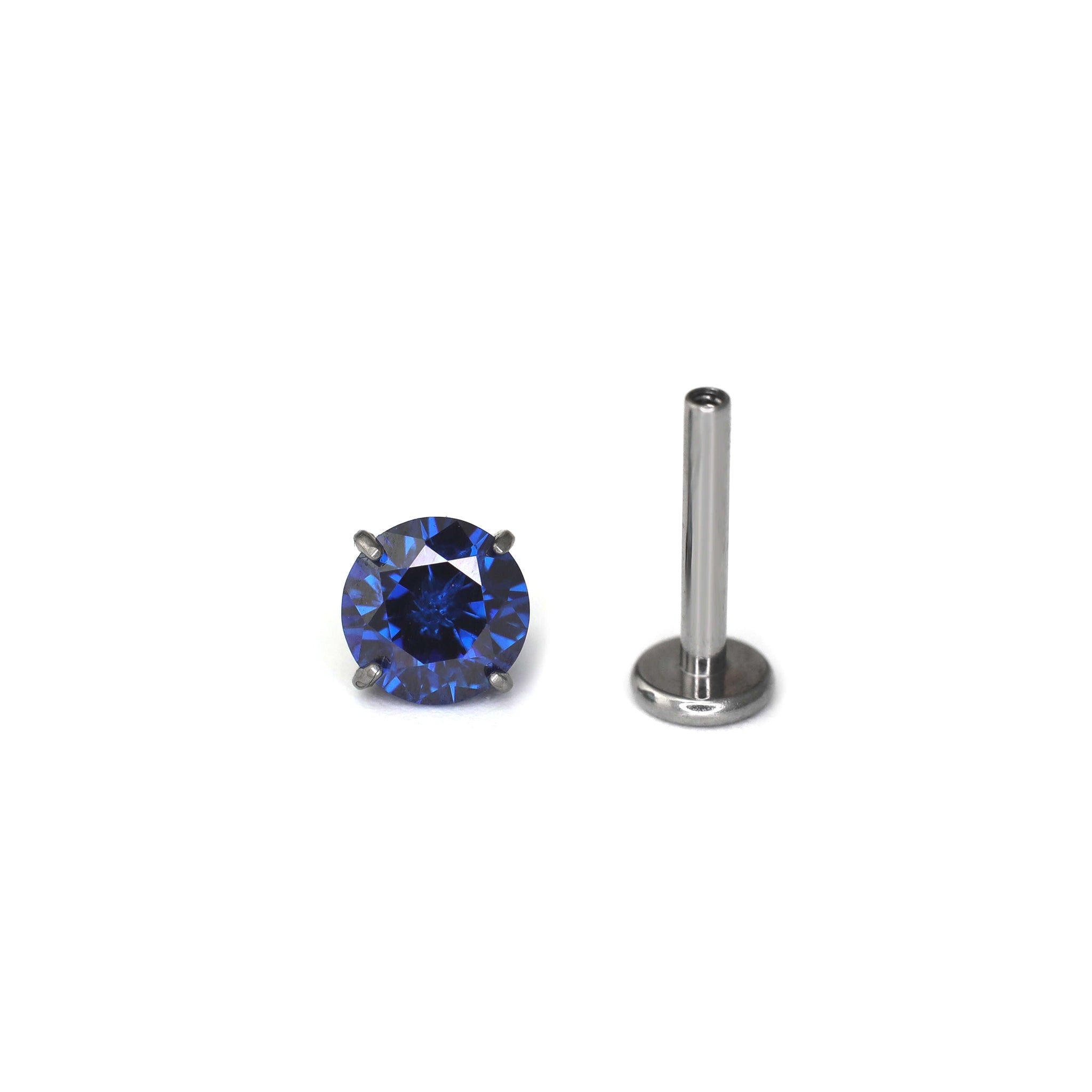 Blue CZ Internally Threaded Titanium Studs - Blue CZ Internally Threaded Titanium Studs - sapphire-blue / 3mm by CRUXJEWELRY