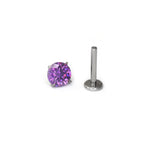 Purple & Green CZ Internally Threaded Titanium Studs - Purple & Green CZ Internally Threaded Titanium Studs - Purple / 3mm / 5mm by CRUXJEWELRY