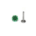 Purple & Green CZ Internally Threaded Titanium Studs - Purple & Green CZ Internally Threaded Titanium Studs - Green / 3mm / 5mm by CRUXJEWELRY
