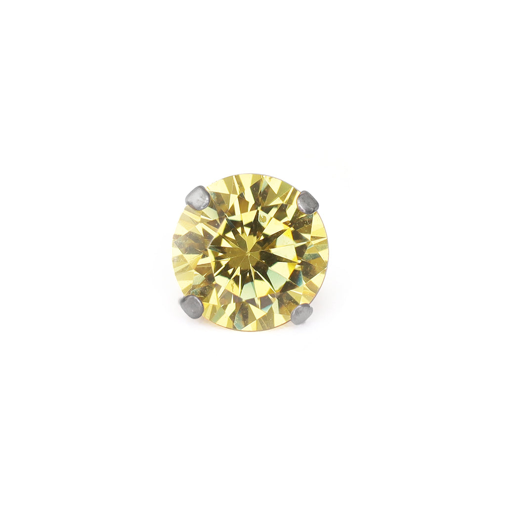 Yellow CZ Internally Threaded Titanium Studs - Yellow CZ Internally Threaded Titanium Studs - Yellow / 3mm / 5mm by CRUXJEWELRY