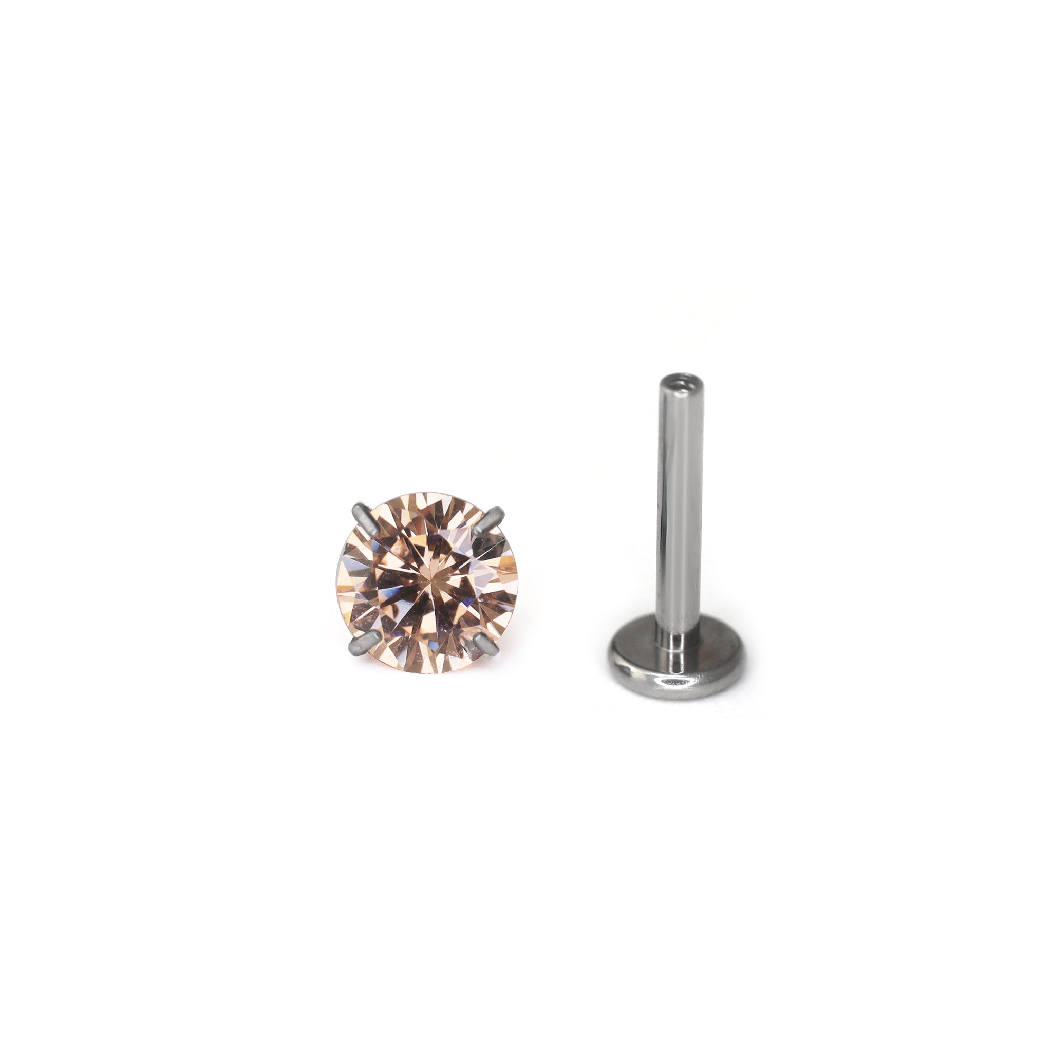 Yellow CZ Internally Threaded Titanium Studs - Yellow CZ Internally Threaded Titanium Studs - Yellow / 3mm / 5mm by CRUXJEWELRY