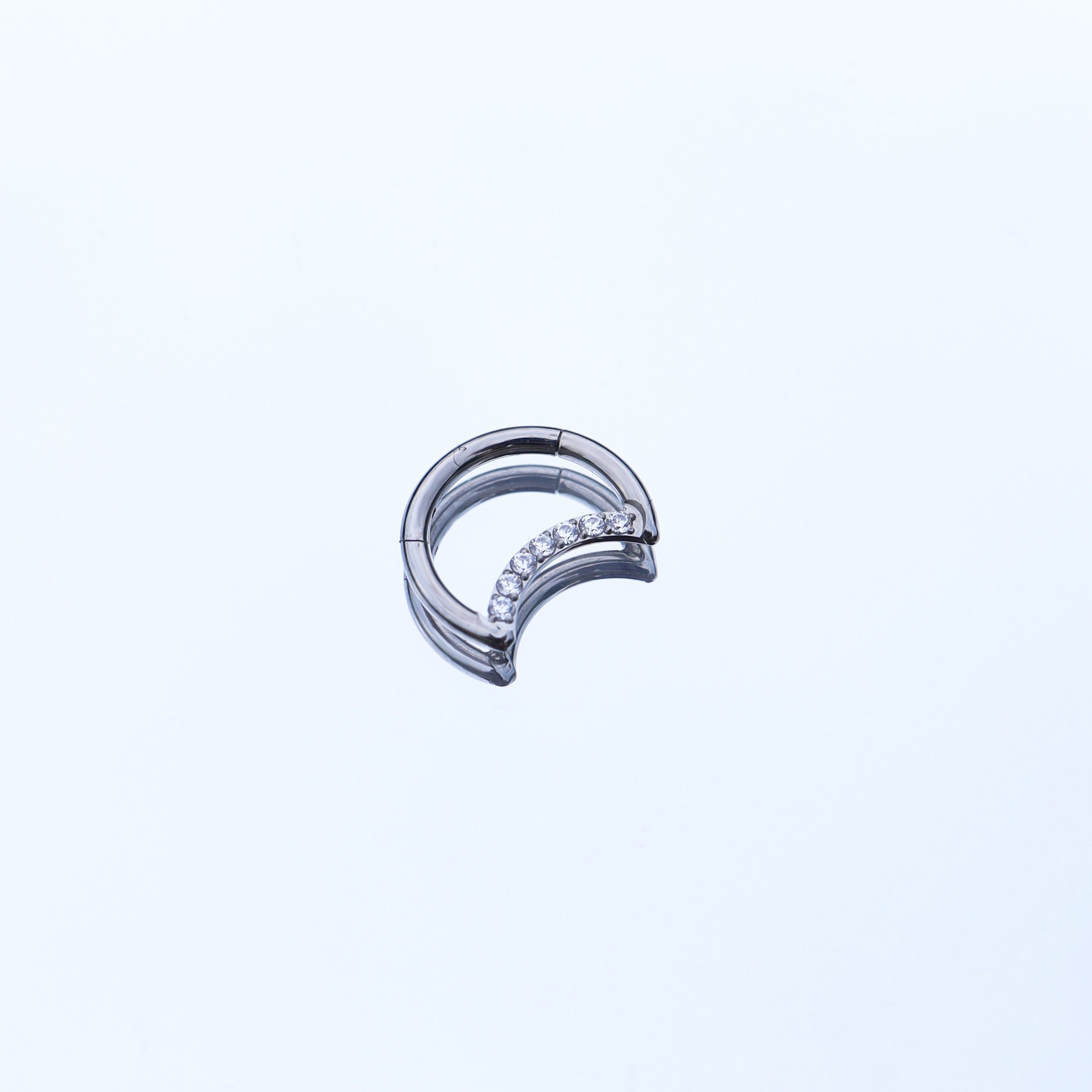 16G Moon CZ Titanium Segment Hoop - 16G Moon CZ Titanium Segment Hoop - White / 8mm by CRUXJEWELRY