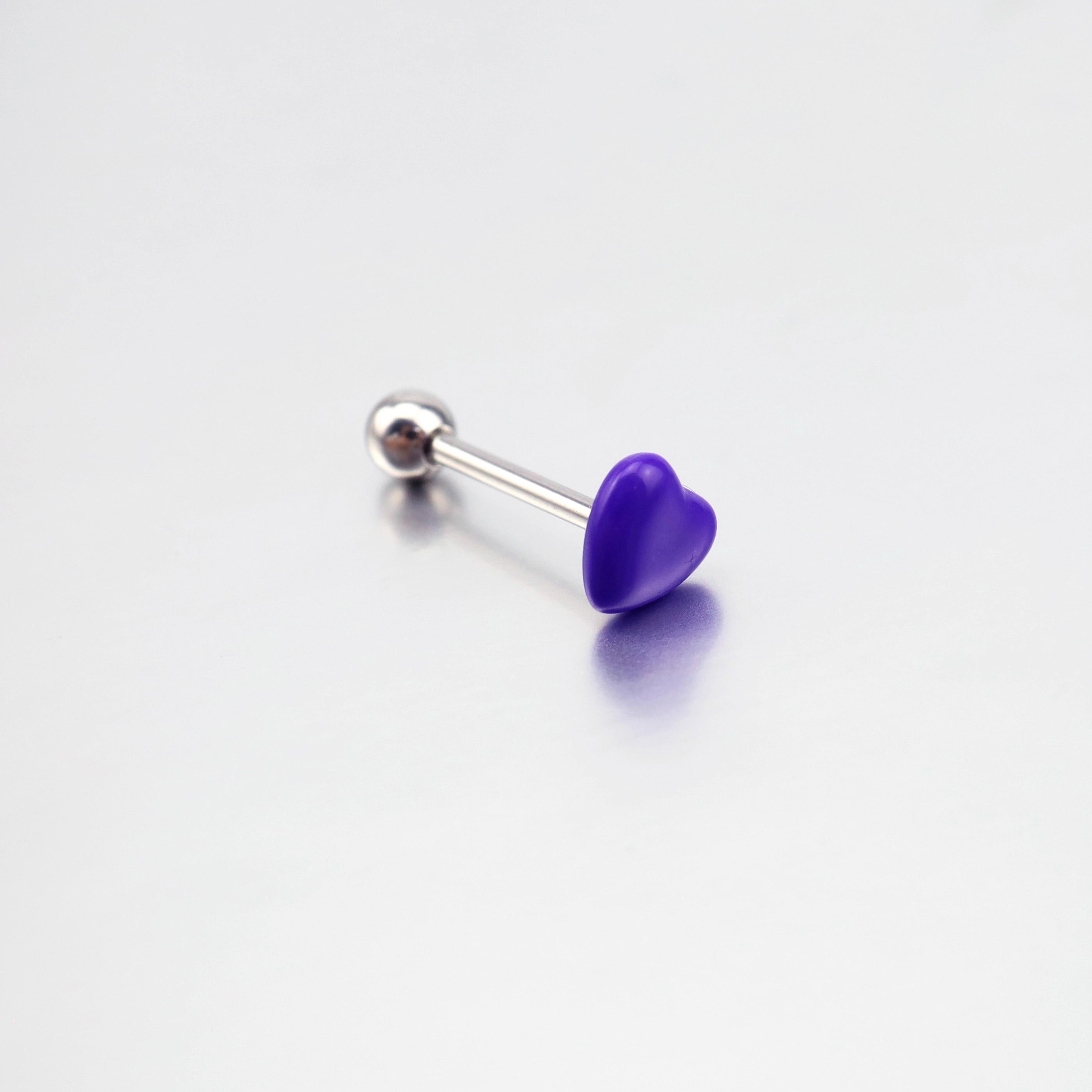 Heart-shaped Acrylic Tongue Stud - Heart-shaped Acrylic Tongue Stud - Purple / 12mm by CRUXJEWELRY