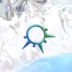 Rainbow Spike Segment Septum Ring - Rainbow Spike Segment Septum Ring - Green / 8 mm by CRUXJEWELRY